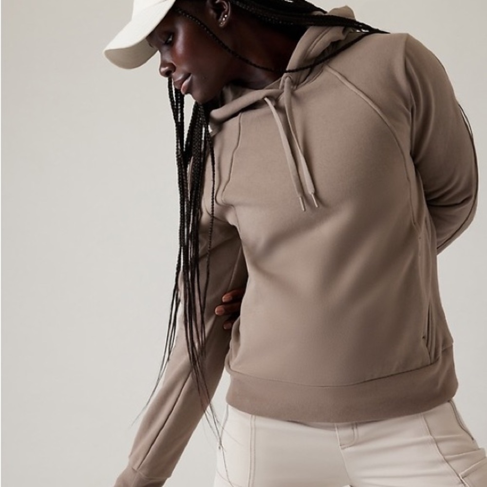 Athleta Retroplush Revive Hoodie Sweatshirt Tan Hoodie